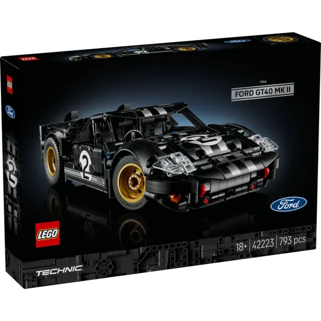 【LEGO 樂高】科技系列 42223 1966 Ford GT40 MKII 賽車(福特跑車 賽車模型 積木 玩具)