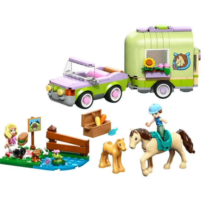 【LEGO 樂高】Friends 42695 馬兒和幼馬拖車(玩具車 扮家家酒 積木 玩具)