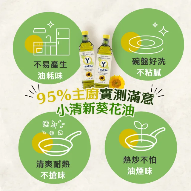 【YBARRA】小清新 高油酸葵花籽油 (1000mlx3瓶 PET食品級裝)
