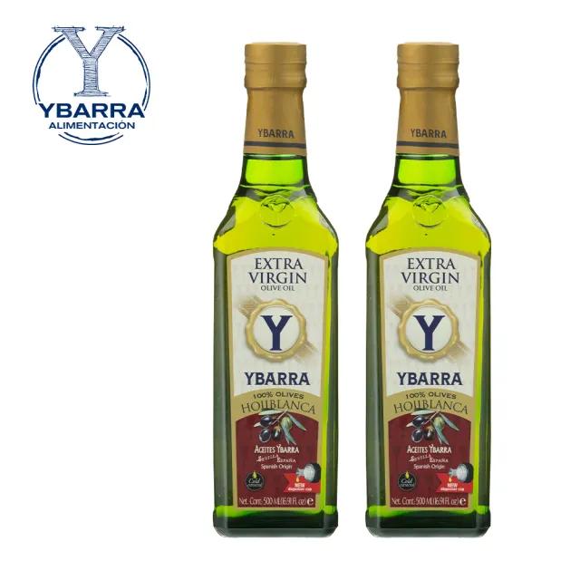 【YBARRA】100%冷壓特級初榨橄欖油 單一品種HOJIBLANCA 500mlx2瓶(生飲旗艦款0.2%酸價/雙10限定/原裝進口)