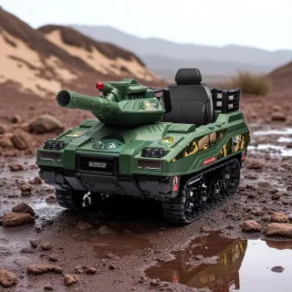 【聰明媽咪電動車】小勇士 坦克造型兒童電動車(12V雙驅｜兒童坦克｜兒童戰車｜戰車玩具｜DLS-X6)