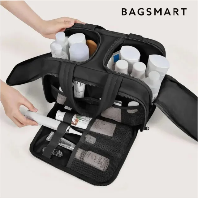 【BAGSMART】雙11 多功能防水手提收納包(化妝包、媽媽包、盥洗包、一包多用)