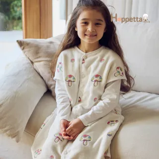 【Hoppetta】彩虹蘑菇六層紗2穿式睡褲睡袍 大童(7-10歲防踢背心、冬暖夏涼、四季被)