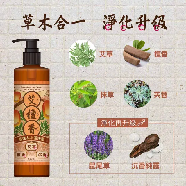 【美吾髮】艾淨化 艾草強運能量淨化洗沐2合1潔淨露330ml(淨化/招財/招福/檀香/桃花/沐浴乳/洗髮精)
