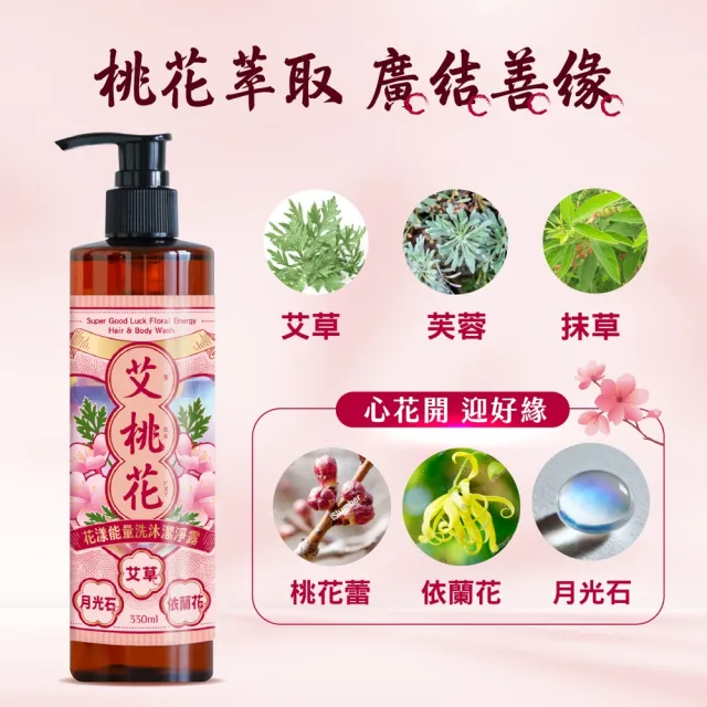 【美吾髮】艾淨化 艾草強運能量淨化洗沐2合1潔淨露330ml(淨化/招財/招福/檀香/桃花/沐浴乳/洗髮精)