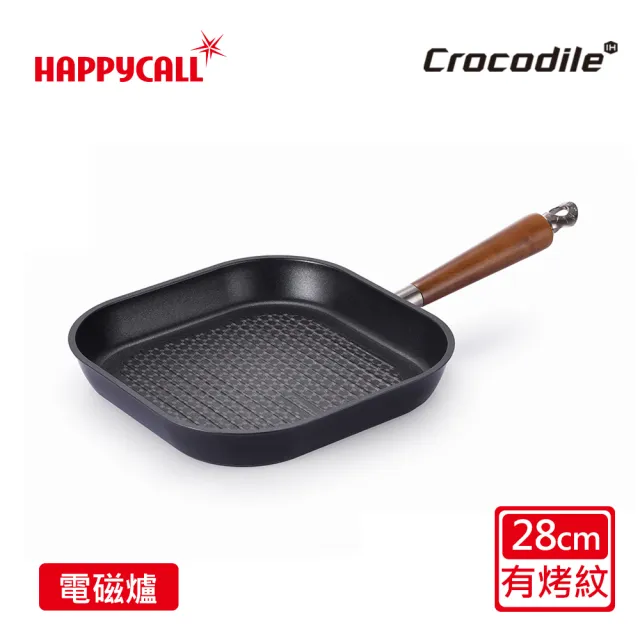 【HAPPYCALL】石墨烯IH瞬熱原木鈦熔射不沾鍋方煎鍋28cm(電磁爐適用)