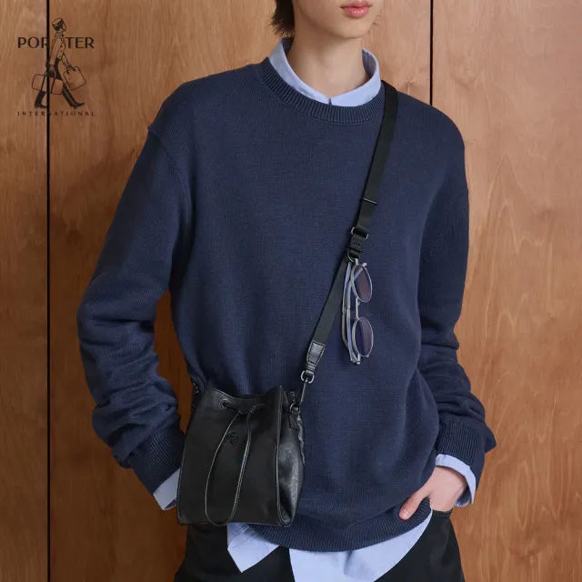 【PORTER INTERNATIONAL】輕巧靈感PICO真皮水桶包(黑)