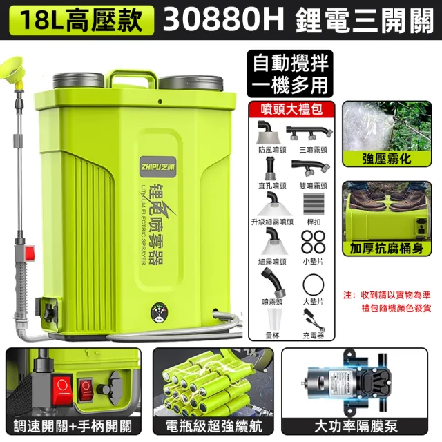 【芝浦】18公升電動噴霧器 打藥桶 8A鋰電農藥桶(農藥噴霧桶 肩帶式電動打藥機)