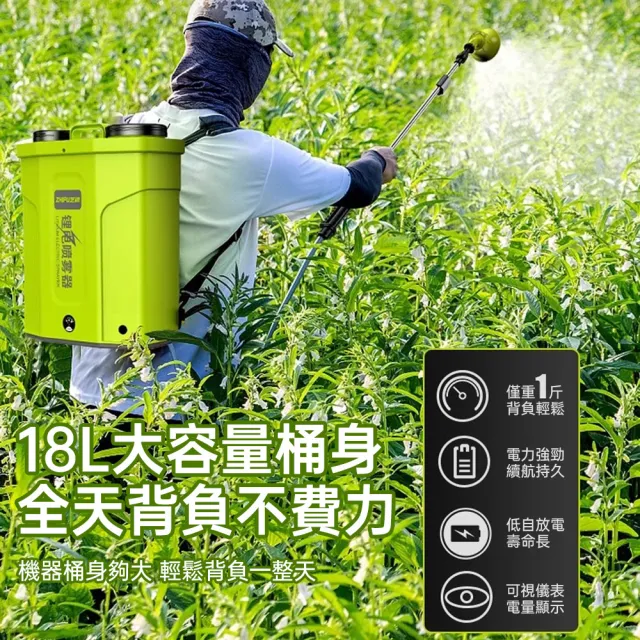 【芝浦】18公升電動噴霧器 打藥桶 8A鋰電農藥桶(農藥噴霧桶 肩帶式電動打藥機)