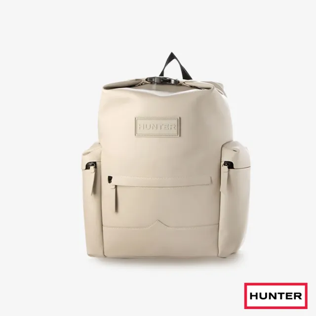 【HUNTER】官方旗艦館_上方開扣橡膠塗層皮革後背包(米灰色)