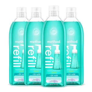 【method 美則】泡沫洗手露-補充瓶828ml*4(海藍礦物 粉紅葡萄柚  水甜心 清泉)