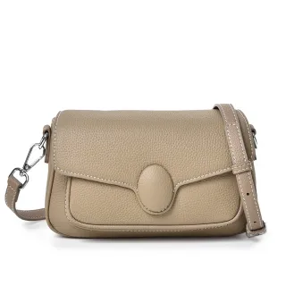 【MIYUNA 米友娜】真皮 頭層牛皮Janina時尚休閒斜背小包(真皮包包 大象灰)