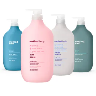 【method 美則】感官沐浴乳系列828mlX4入(純粹寧靜 就是滋潤 藍色氣息 海洋衝浪 極地冰川)