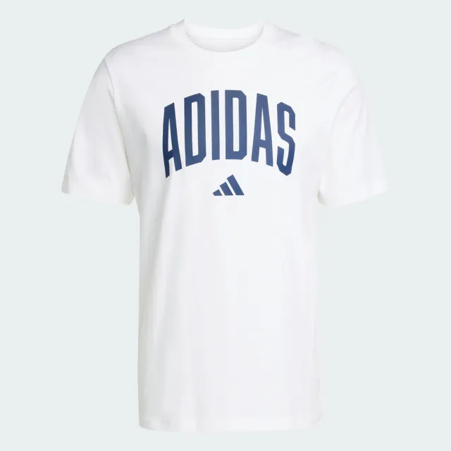 【adidas 愛迪達】愛迪達 M Collegiate T 男 T恤 運動上衣 休閒短袖 白 深藍 亞版(JM6416)