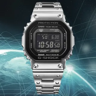 【CASIO 卡西歐】G-SHOCK 全金屬 太陽能 藍芽 黑錶圈 電波錶 情人節 禮物 推薦(GMW-B5000BT-1)