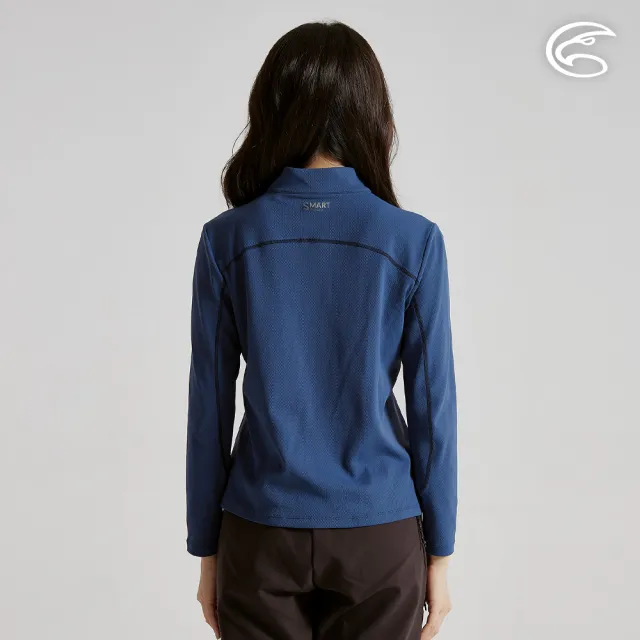 【ADISI】女半門襟智能纖維速乾長袖上衣 AL2521082 深海藍 S-2XL(單向導濕  快乾 吸濕排汗 透氣 環保)