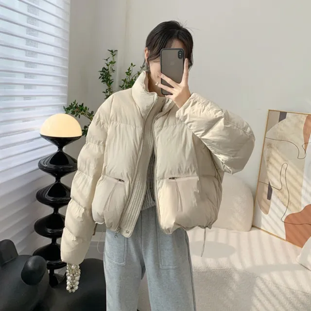 【D.studio】韓版寬鬆保暖外套(女裝衣服上衣保暖外套保暖上衣 麵包外套冬天外套羽絨外套厚外套J308)