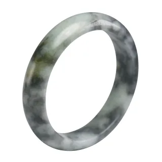 【漢石齋】天然翡翠A貨 手鐲玉鐲 山水墨翠帶黃翡 福 利 品(手圍18.4/版寬14.6mm)
