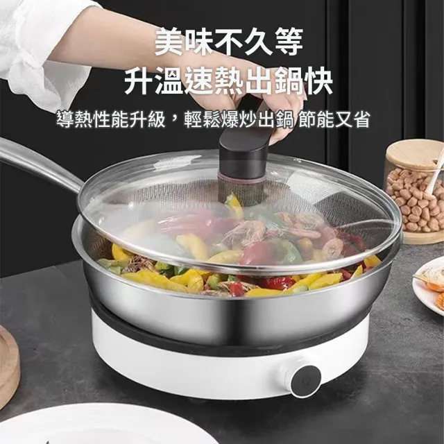 【CS22】加厚不鏽鋼蜂窩紋平底鍋30cm