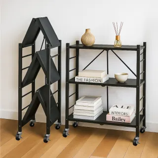 【ONE HOUSE】三層70寬_升級全碳鋼 洛克免組裝折疊置物架(廚房架/層架/收納架/鐵架/電器架/書架)