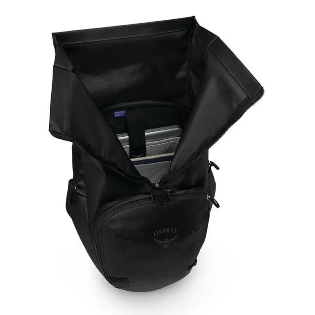 【Osprey】雙11 Transporter Roll Top Pack 防潑水通勤旅行後背包 Raven Black | 捲式主隔間開口