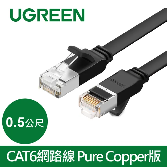 【綠聯】0.5M CAT6網路線 Pure Copper版黑色