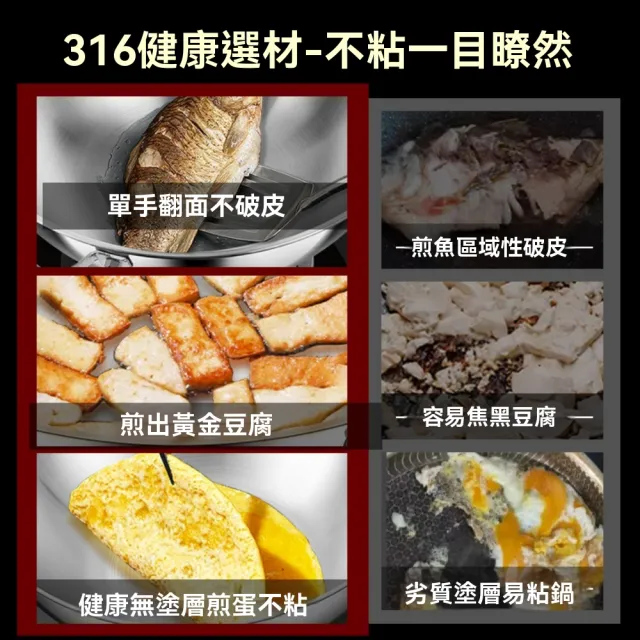 【佳美多】鍋 炒鍋 電磁爐通用 316不鏽鋼 壹人食 平底炒菜鍋 無塗層不粘小炒鍋 無蓋(小炒鍋 30cm無蓋)