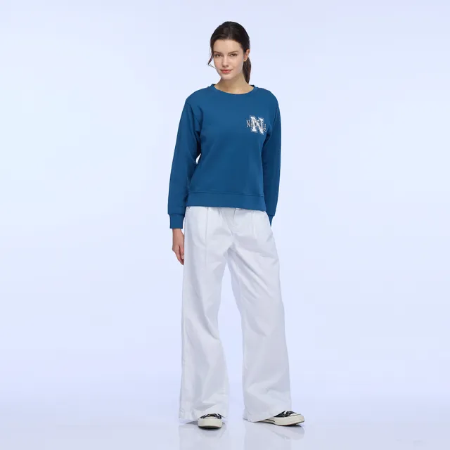 【NAUTICA】官方旗艦 女裝 品牌LOGO短版長袖T恤(藍色)