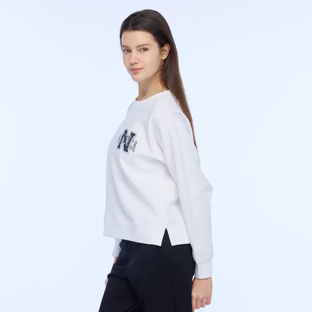【NAUTICA】官方旗艦 女裝 品牌LOGO短版長袖T恤(白色)