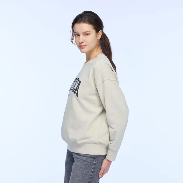 【NAUTICA】官方旗艦 女裝 復古學院風LOGO長袖T恤(米白色)