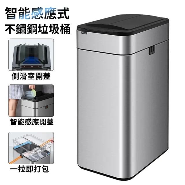 【美好家居】智能垃圾桶 感應垃圾桶 廚餘桶 客廳廚房垃圾桶(質感垃圾桶20L 不鏽鋼 智能感應 預購15天)