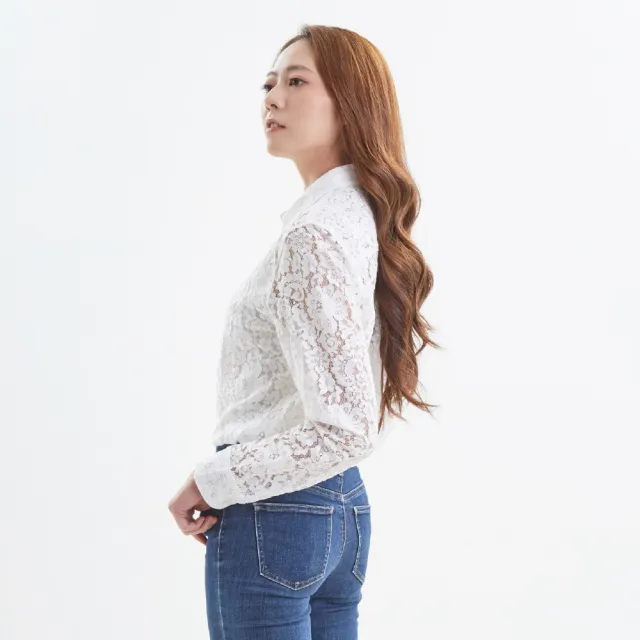 【Star Lace 矽米子】SiTEX矽米子蕾絲長袖罩衫-白色