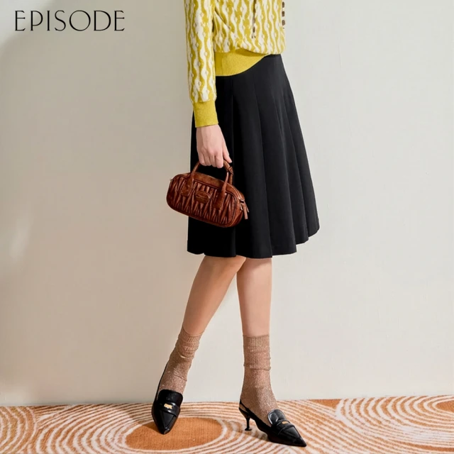 【EPISODE】氣質減齡百褶醋酸雪紡半裙134101（黑）
