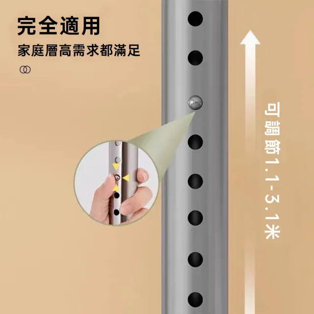 【UVLED 鈺創合成】免打孔頂天立地衣帽架-1立3翅膀(頂天立地衣架 衣帽架 掛衣架 衣帽架 伸縮桿 晾衣架)
