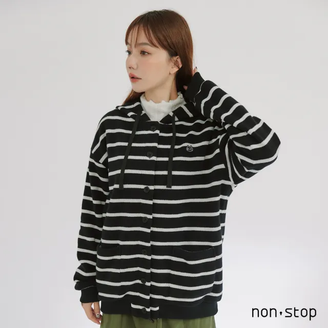 【non-stop】休閒百搭連帽條紋外套-2色