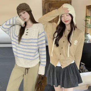 【AS 梨卡】買一送一 6款可選 Free size 毛衣外套 針織上衣(女裝／毛衣／外套／針織／針織上衣)