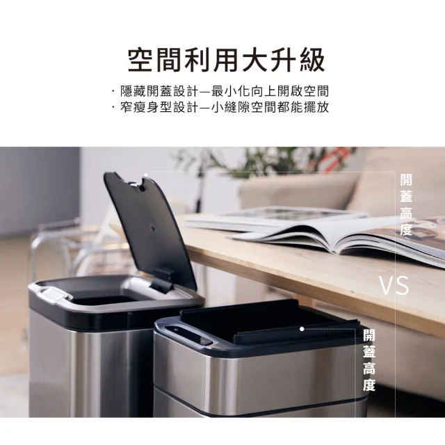 【ELPHECO】不鏽鋼雙開除臭感應垃圾桶 30公升 ELPH7534U