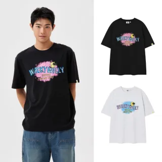 【Wacky WiLLY】官方旗艦館 KIKY 塗鴉圖案短袖T恤(UNI短袖上衣 黑/淺灰色)