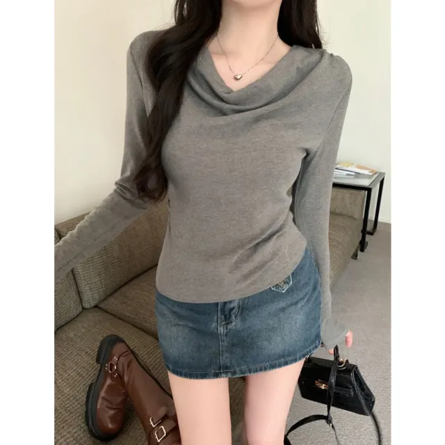 【AKARA】羅紋德絨270g保暖穿搭長袖打底內搭上衣(保暖鎖溫/女裝秋冬新品/舒適穿搭)