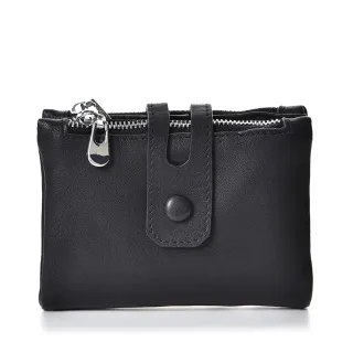 【A&L 紳士館】交換禮物 小牛皮防盜刷RFID文青多格層Oren短夾V8097(真皮皮夾 經典黑)