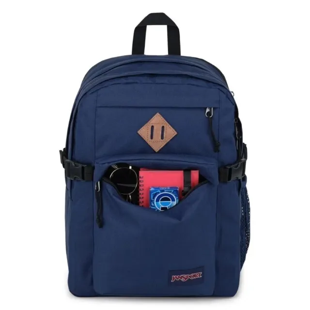 【JANSPORT】雙11 Main Campus 後背包 多收納隔層 S型肩帶 減輕壓力 海軍藍(JS0A4QUL003)