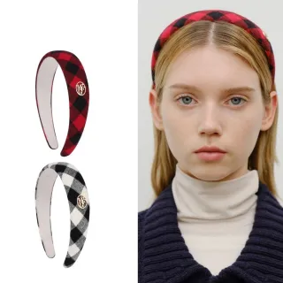 【MARITHE FRANCOIS GIRBAUD】官方旗艦 圓標LOGO格紋髮箍(多款任選)