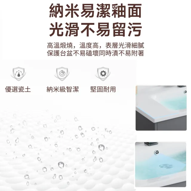 【歐德沐】太空鋁落地式浴室櫃 浴櫃 浴室收納櫃 衛生間洗手盆 洗臉盆 洗漱台(70公分 納米釉面 碳纖維防潮)