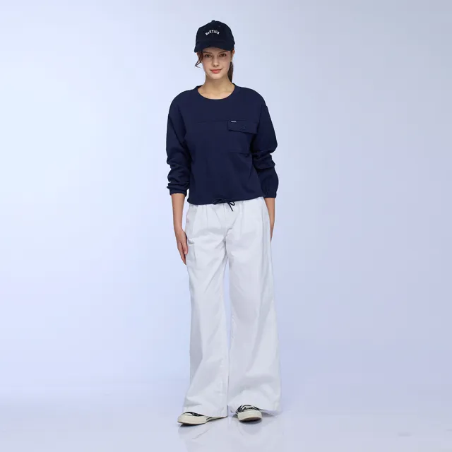 【NAUTICA】官方旗艦 女裝 大口袋抽繩設計長袖T恤(藍色)