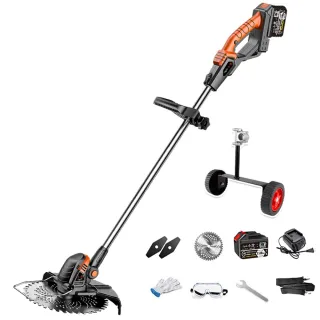 【Ogula 小倉】割草機 超強保護 永不燒機（無刷強悍款15節一電）輔助輪+升級座充(除草機/草坪機/打草機)