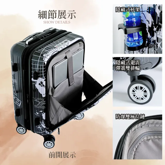 【LYNX】美國山貓 20吋雙開登機箱(第一代地圖郵戳、防爆拉鏈、避震雙排輪、TSA海關鎖、可加大)