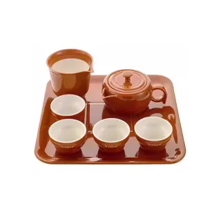 【法國Staub】陶瓷茶壺茶具七件組-肉桂黃(德國雙人牌集團官方直營)