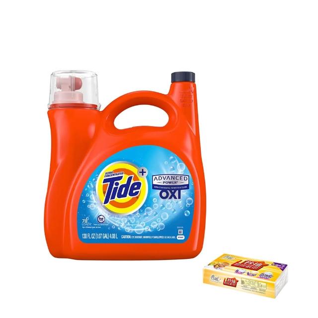 【Tide 汰漬】OXI亮白護色洗衣精4.08公升+春風一秒抽取式廚房紙巾60抽*1包