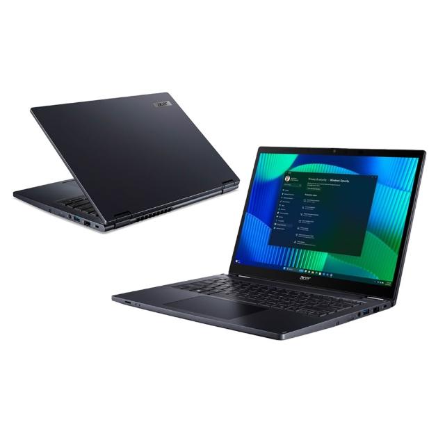 ACER TravelMate P4 Spin TMP414RN-54-52K3 AI商用筆電，搭載Intel Core Ultra 5處理器，內顯無顯示卡，支援Wi-Fi 6E、Thunderbolt4、PD快充，具備360度翻轉螢幕與指紋辨識功能，內建16G/32G記憶體與512G SSD，執行Windows 11 Pro系統，提供三年保固，適合文書、辦公與娛樂使用。
