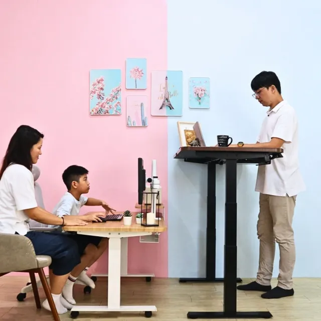 【aka】超升動電動升降桌 120x70cm(三節式雙馬達/坐站兩用/辦公桌/電腦桌/書桌)